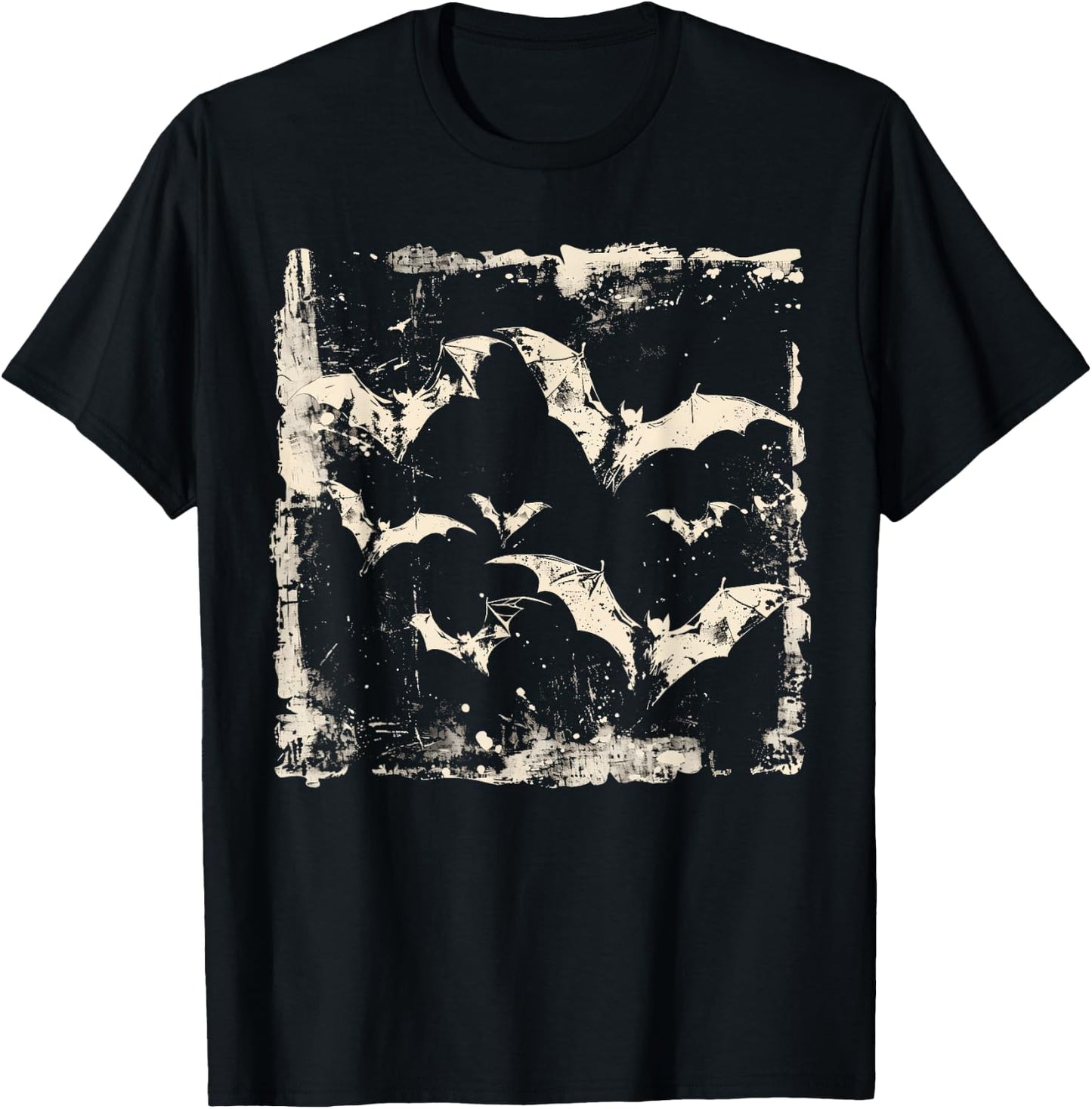 Bats Vampire Horror Spooky Scary Halloween Goth Aesthetic T-Shirt - T-Shirt | Black
