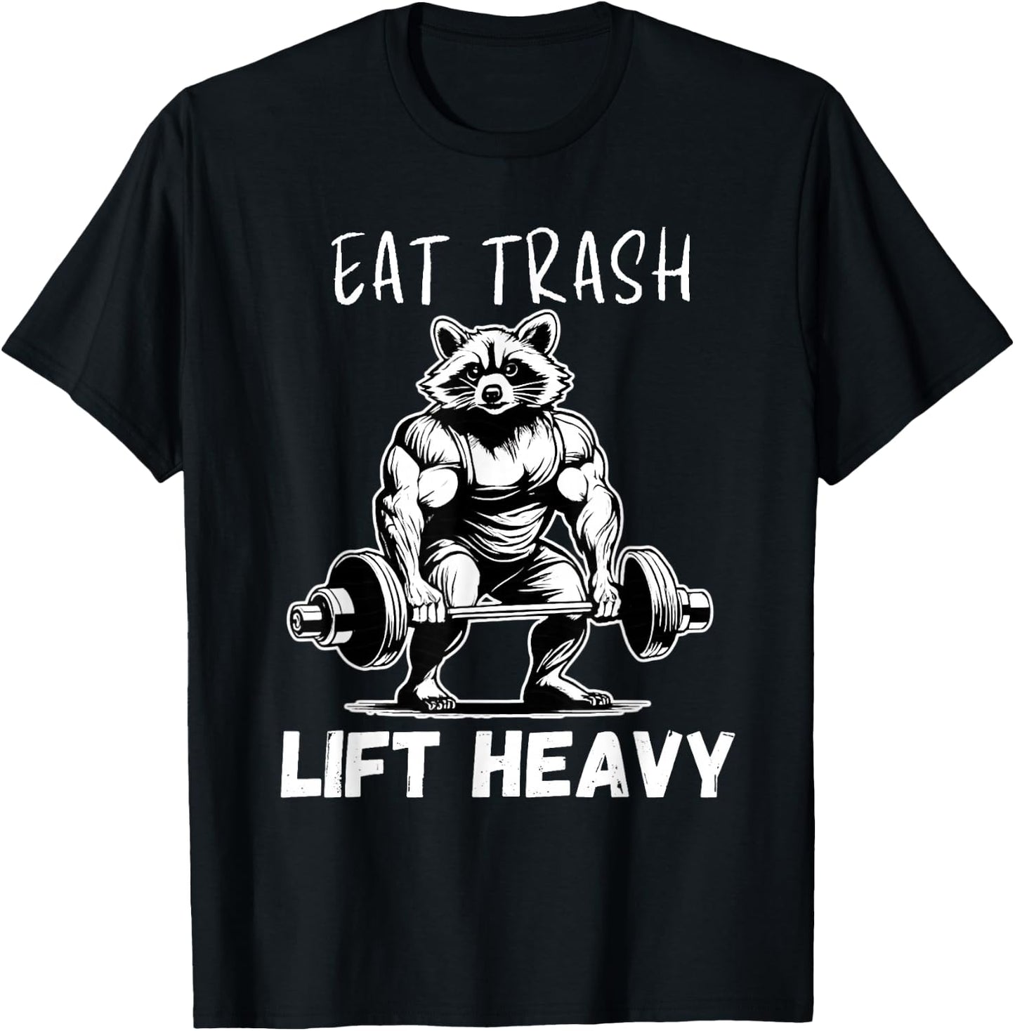 Urban Empyre Raccoon Bodybuilder x Eat Trash Lift Heavy T-Shirt - T-Shirt | Black