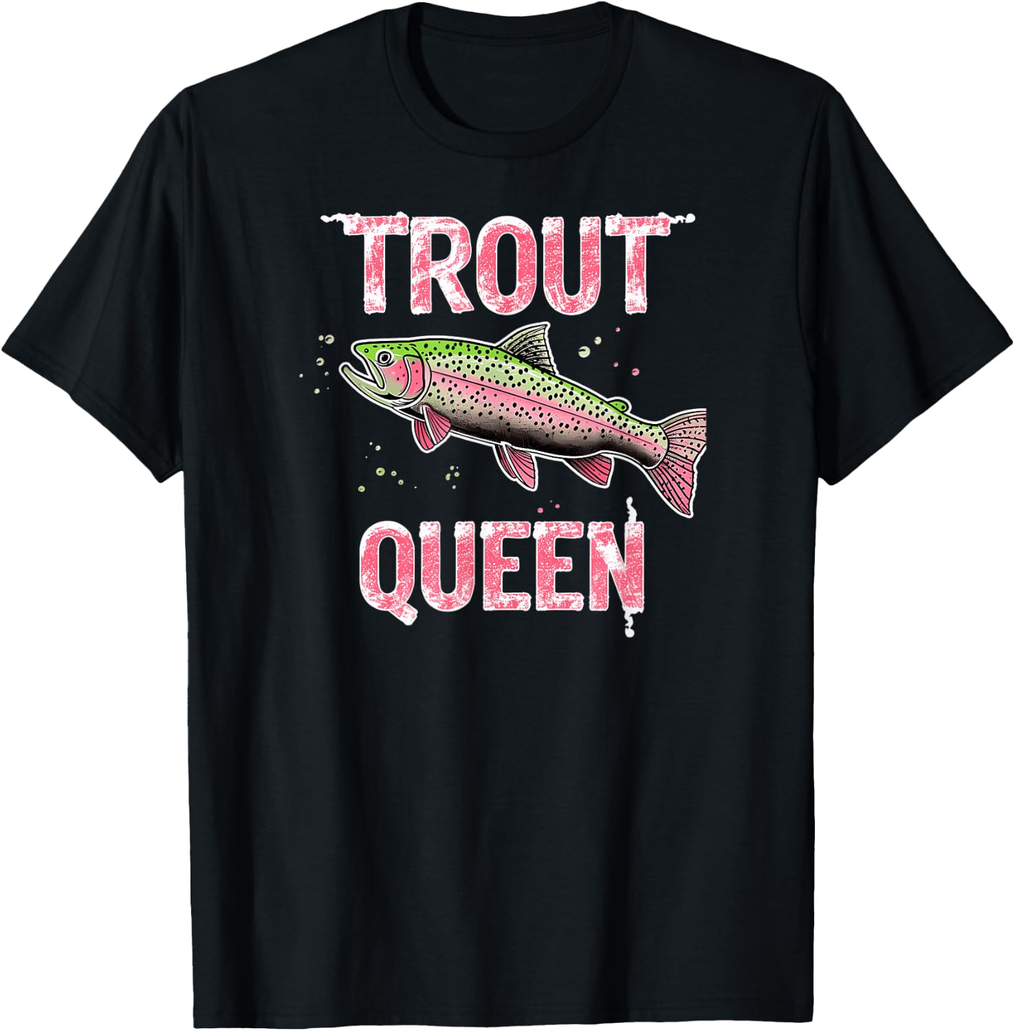 Trout Queen Fly Fishing Angler Women Outdoor Design T-Shirt - T-Shirt | Black