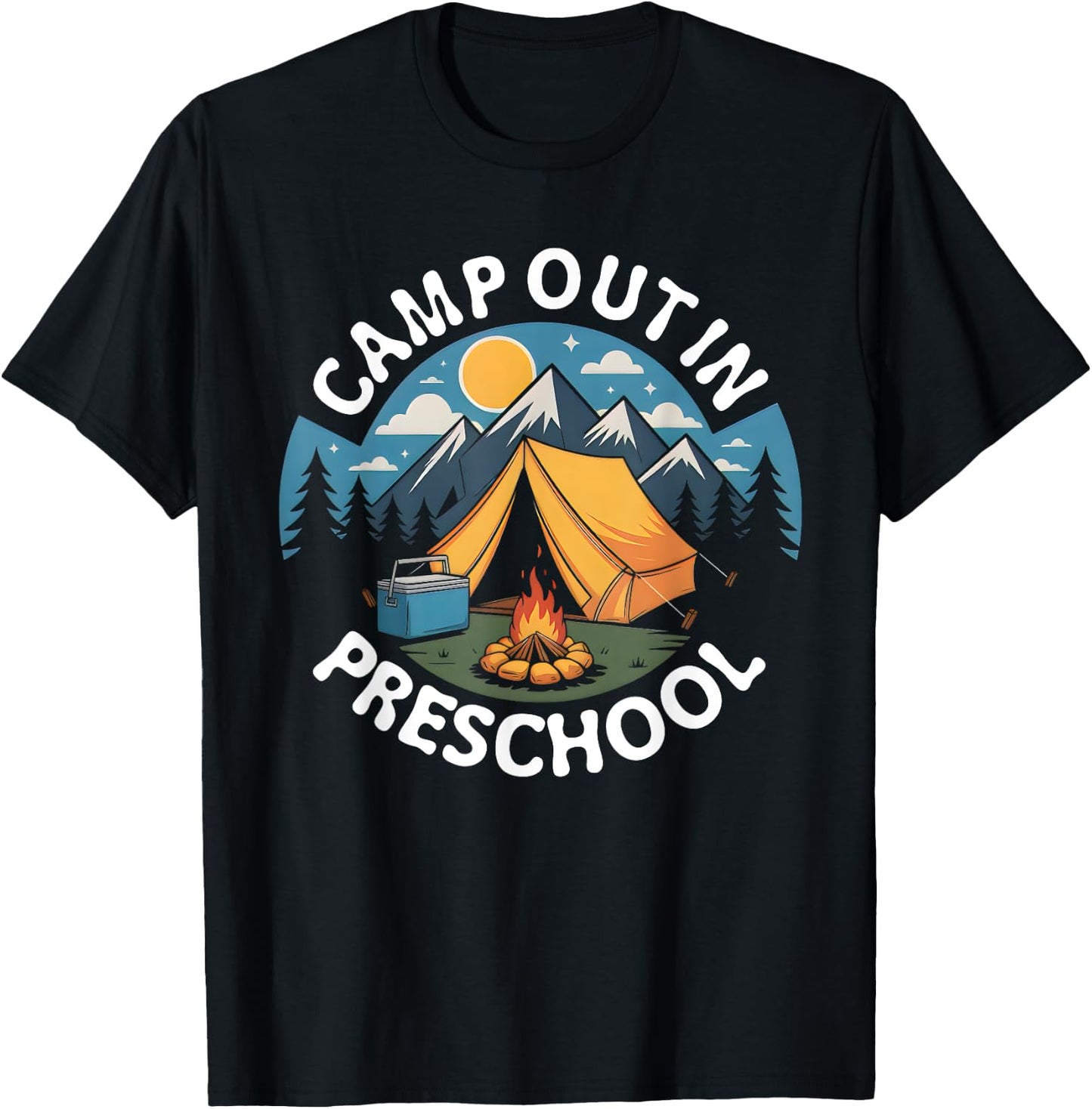 Camp out in Preschool Back To School Crew Teacher Student T-Shirt - T-Shirt | Black