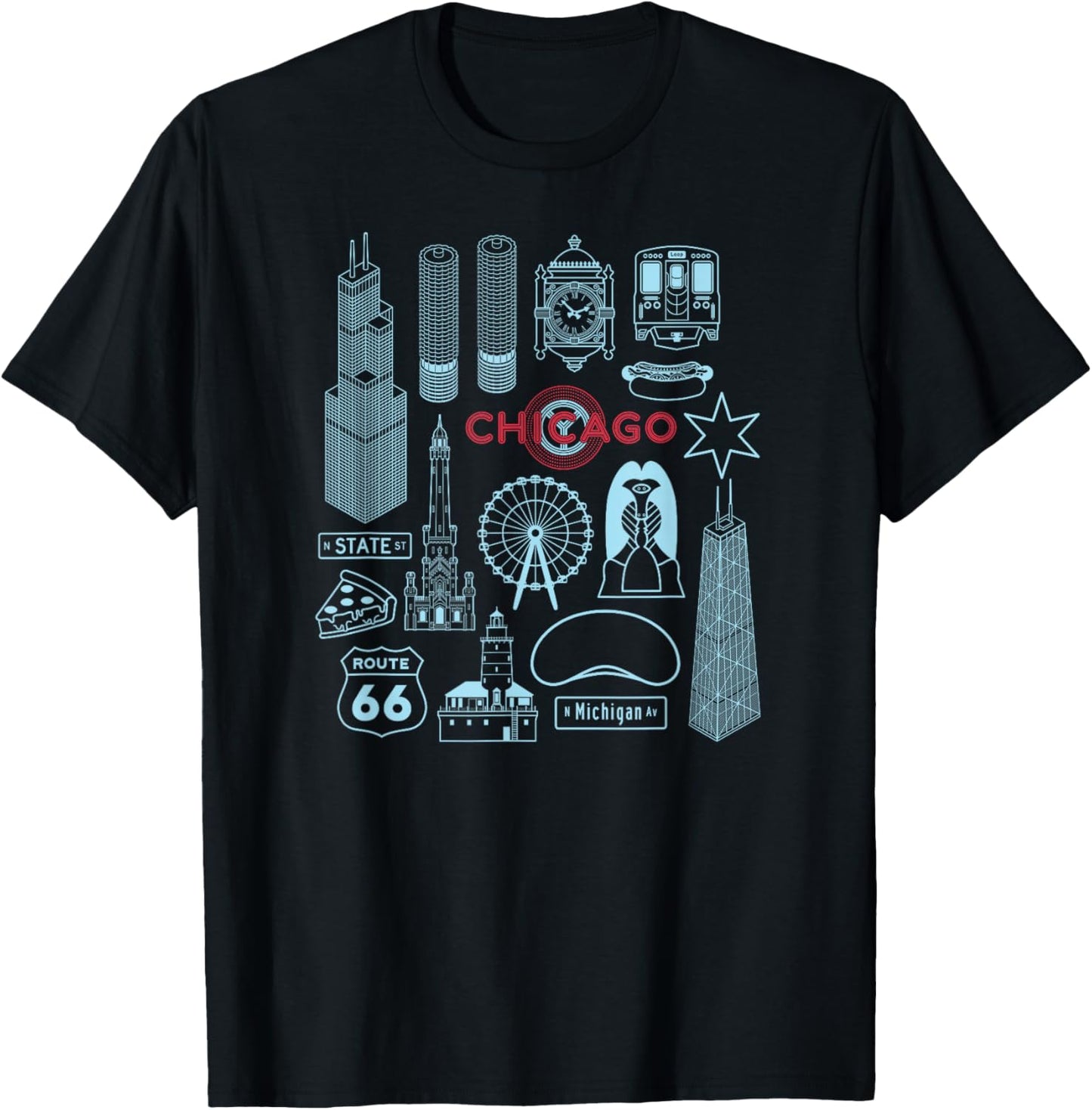 Chicago Illinois Tourist Souvenir Men Women Kids T-Shirt - T-Shirt | Black
