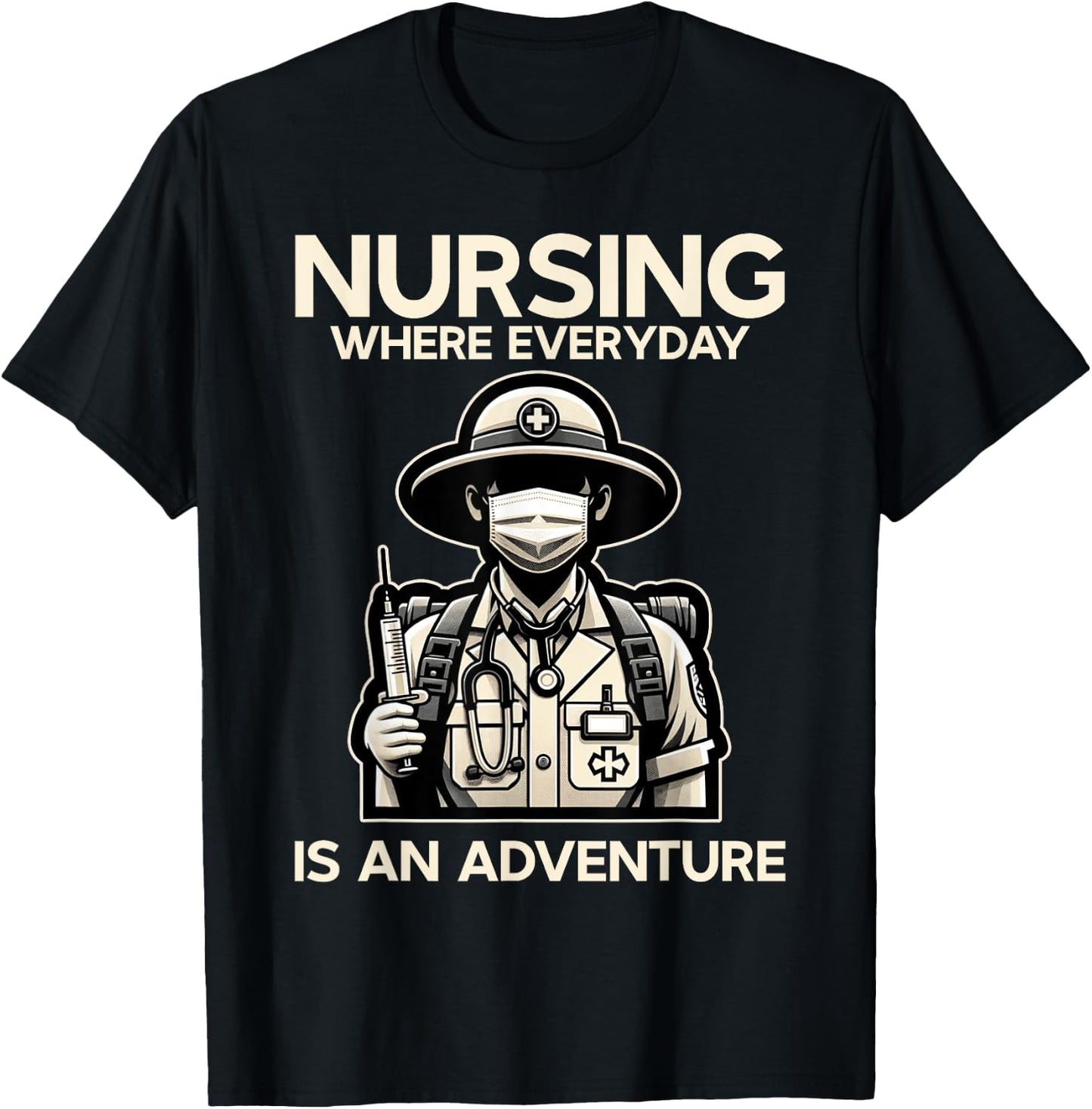 Funny Nurse Everyday Is An Adventure LPN RN CNA Nursing T-Shirt - T-Shirt | Black