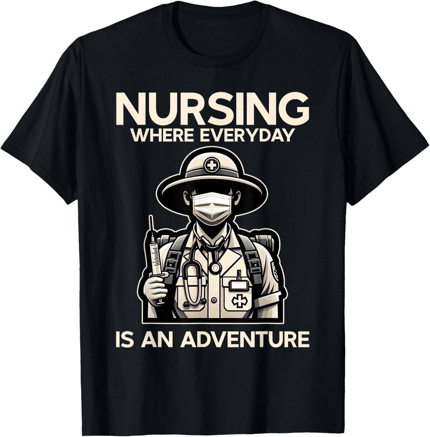 Funny Nurse Everyday Is An Adventure LPN RN CNA Nursing T-Shirt - T-Shirt | Black