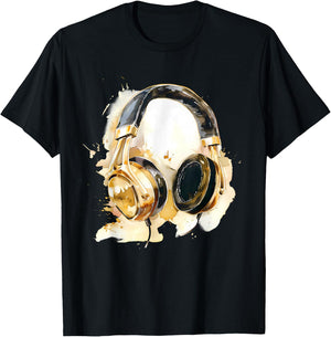 Headphones Music DJ Beatmaker Artwork Splash Dance Music T-Shirt - T-Shirt | Black
