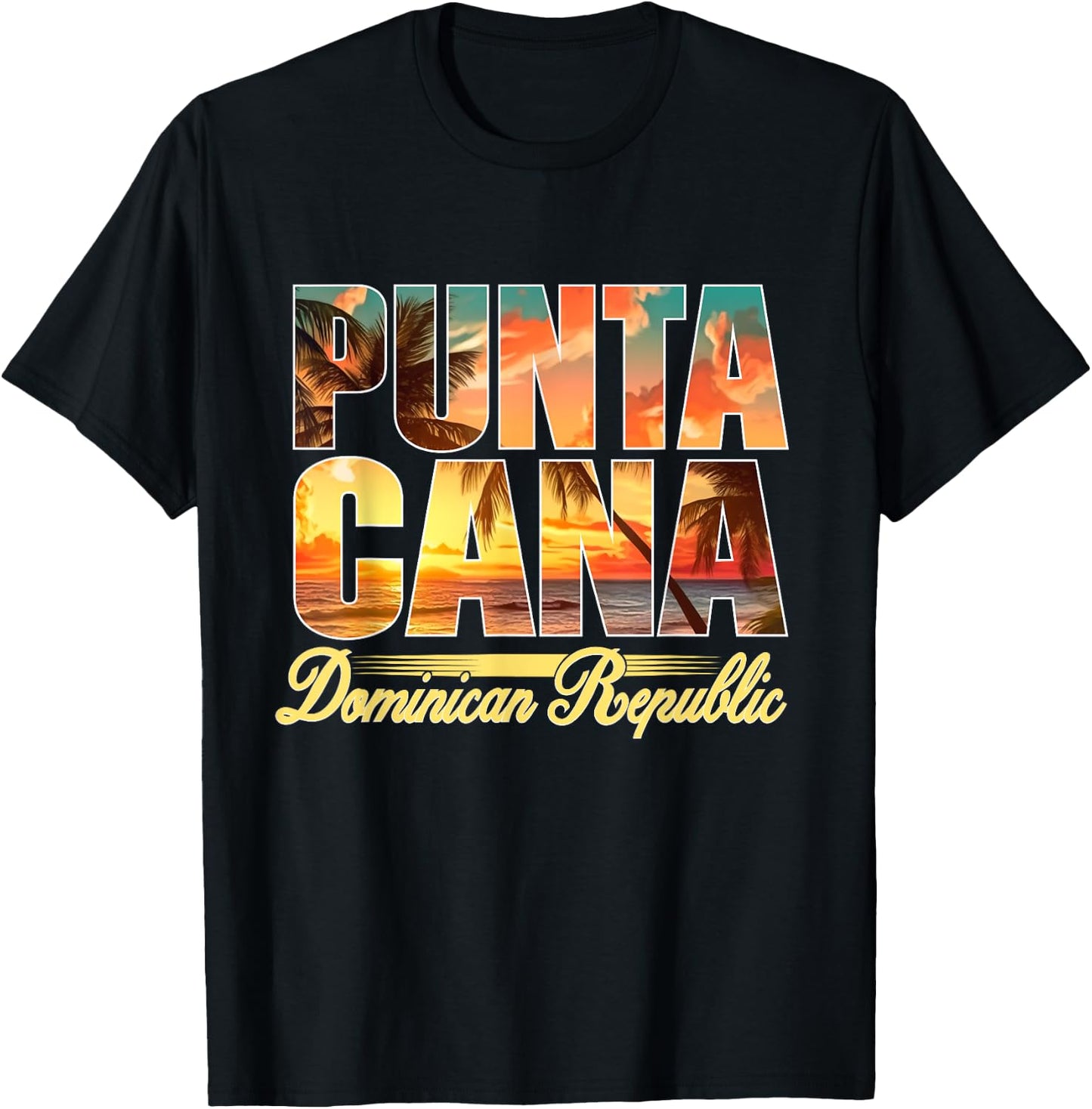 Punta Cana Sunset Beach Shirt Dominican Republic Vacation Women Girls Kids T-Shirt - T-Shirt | Black