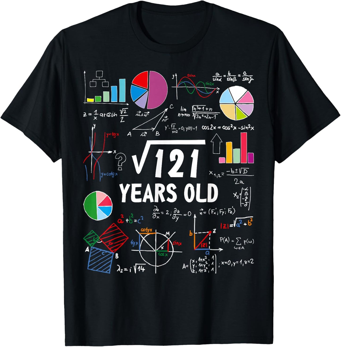 Square Root of 121 11th Birthday 11 Year Old Love Math T-Shirt - T-Shirt | Black