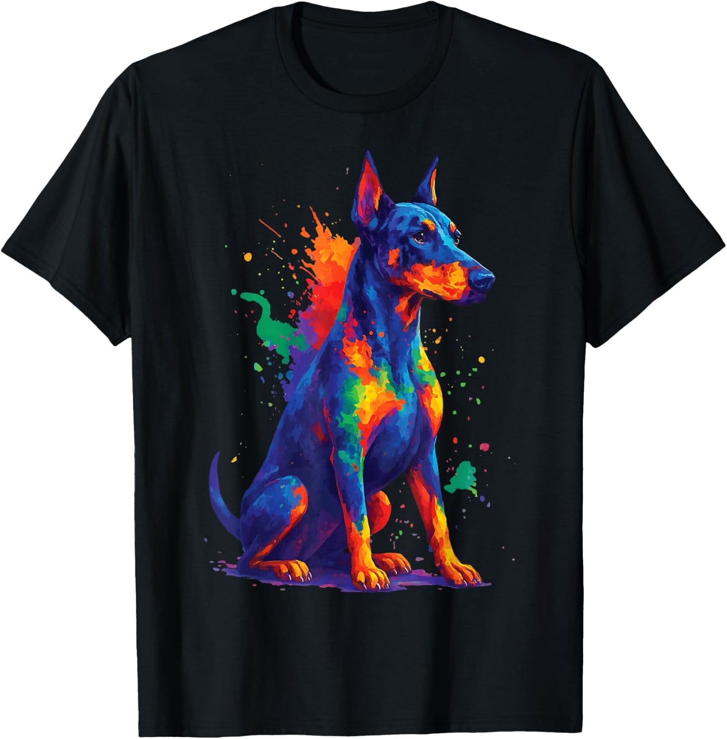 Doberman Colorful T-Shirt - T-Shirt | Black