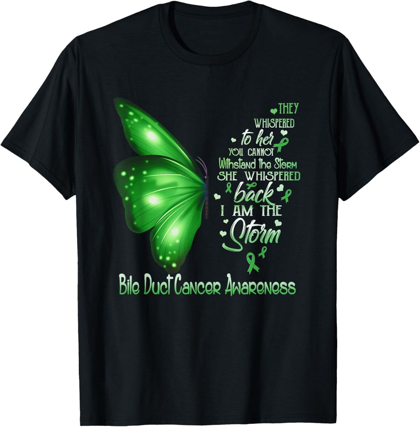 I am the storm Bile Duct Cancer Awareness Butterfly T-Shirt - T-Shirt | Black