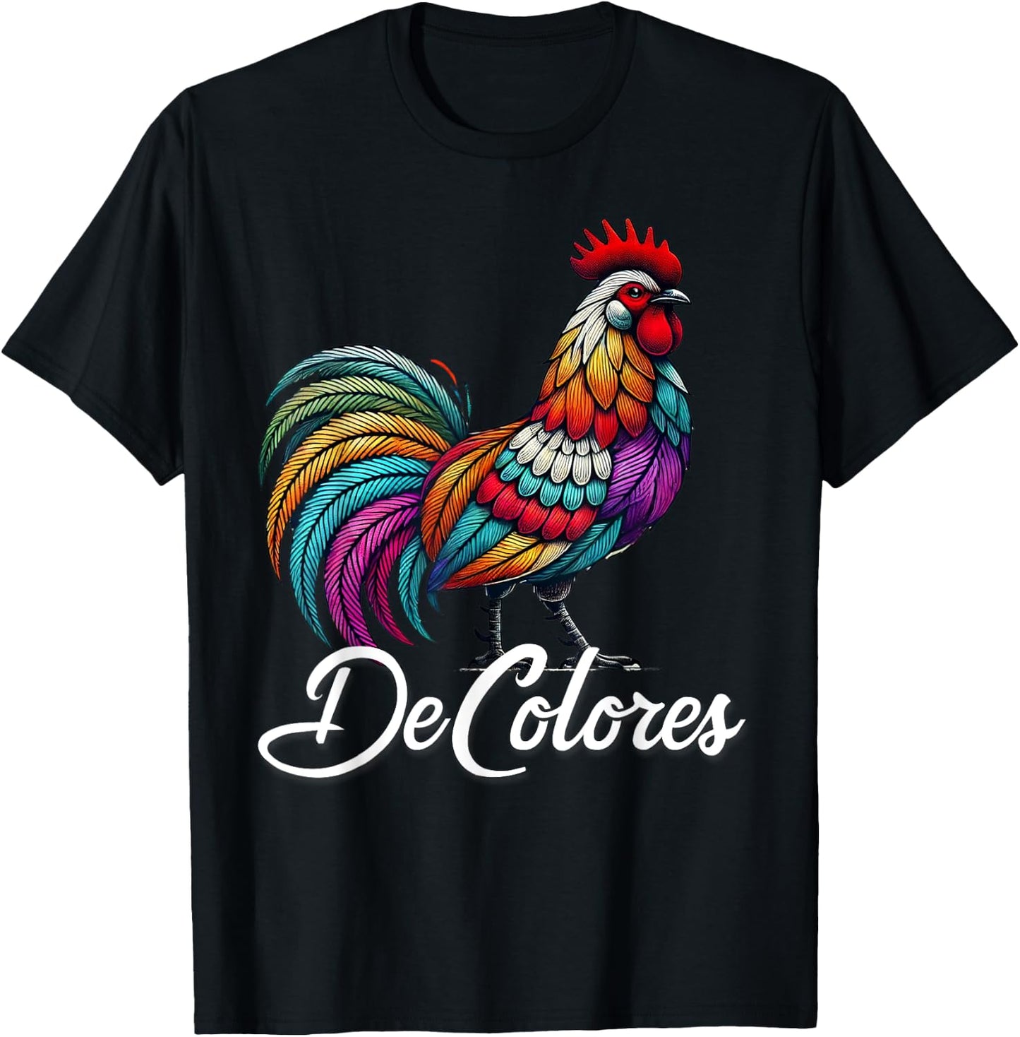 DeColores Cursillo Rainbow Rooster Catholic T-Shirt - T-Shirt | Black