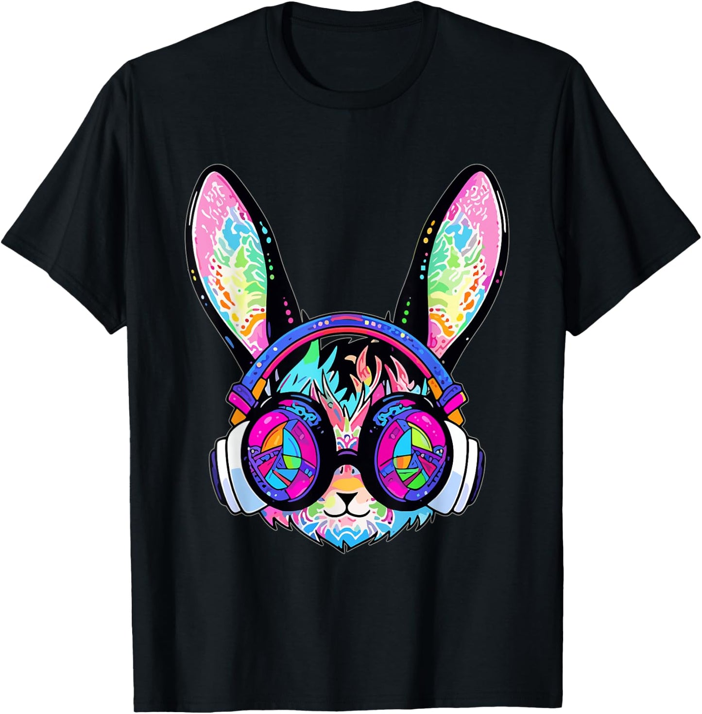 Psychedelic Festival DJ Rabbit Trippy EDM Party T-Shirt - T-Shirt | Black