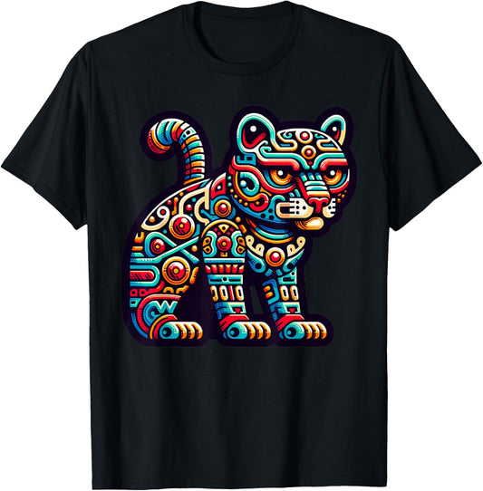 Aztec God Tezcatlipoca And Mayan Leopard Yucatan T-Shirt - T-Shirt | Black