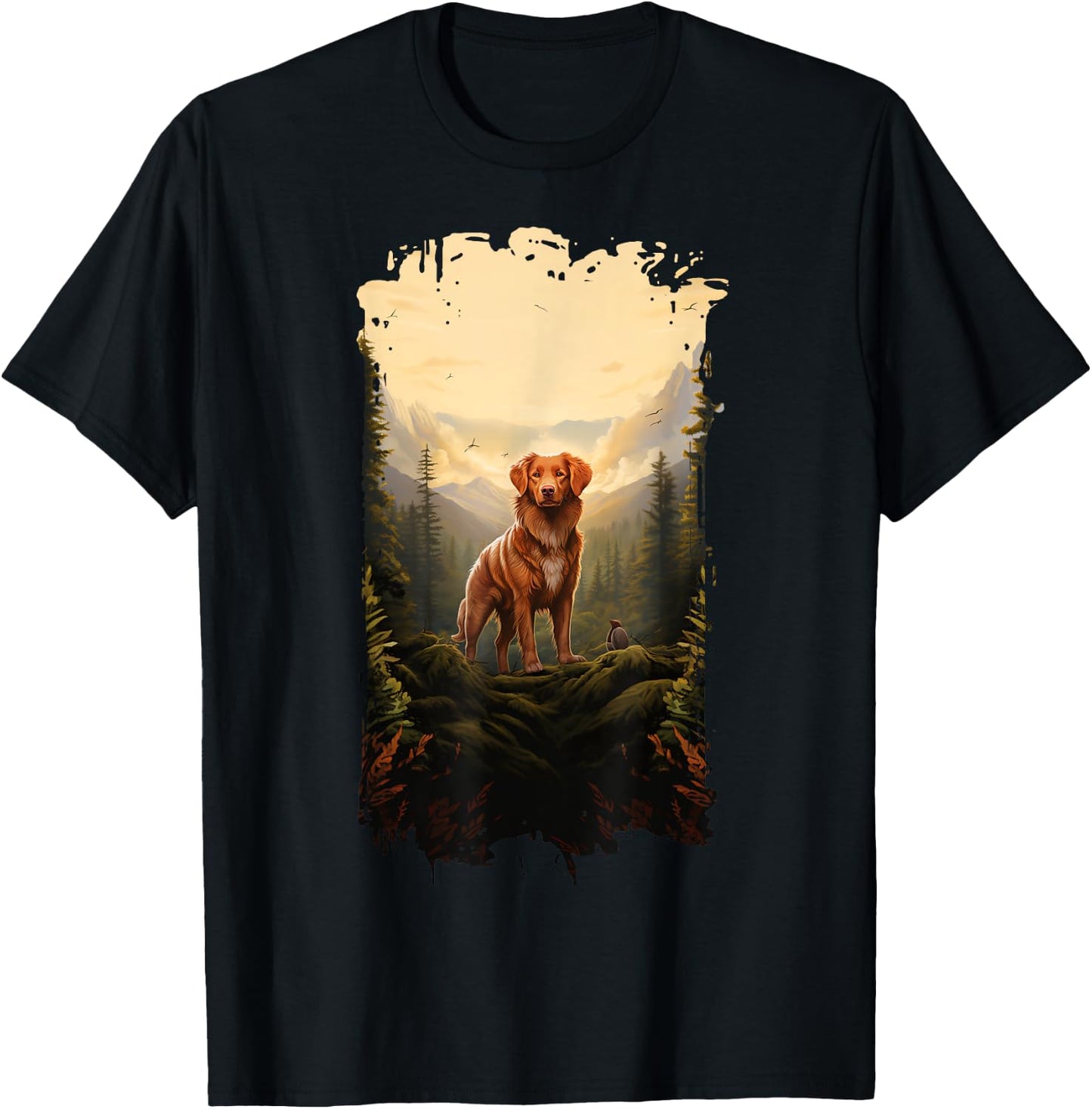Nova Scotia Duck Tolling Retriever Toller Mountain Paw T-Shirt - T-Shirt | Black