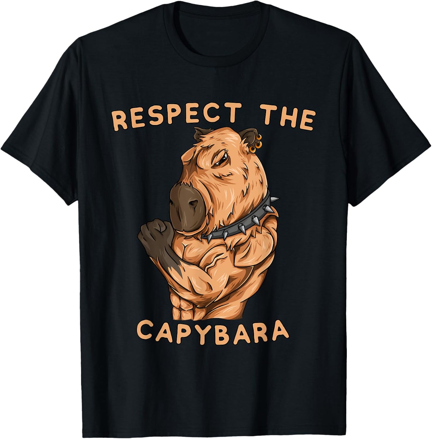 Respect The Capybara - Funny Fitness Bodybuilder Rodent T-Shirt - T-Shirt | Black