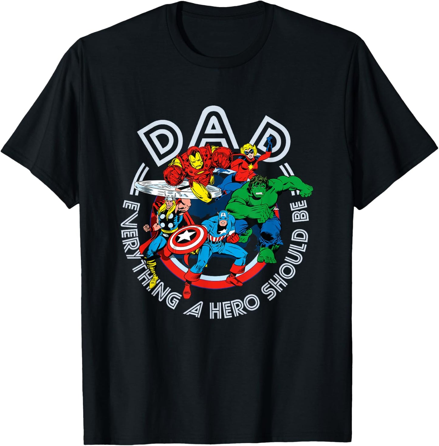 Marvel Comics Retro Classic Father's Day Avengers Hero Dad T-Shirt - T-Shirt | Black