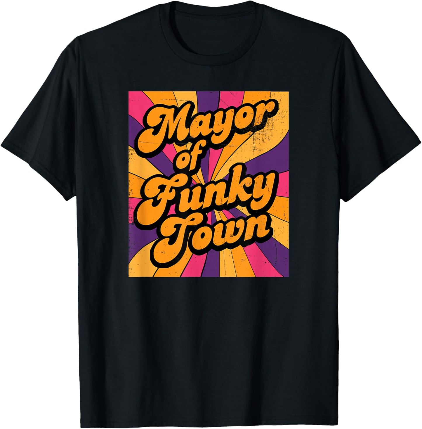 Mayor of Funky Town 70s Disco 1970s Funk Retro Vintage T-Shirt - T-Shirt | Black