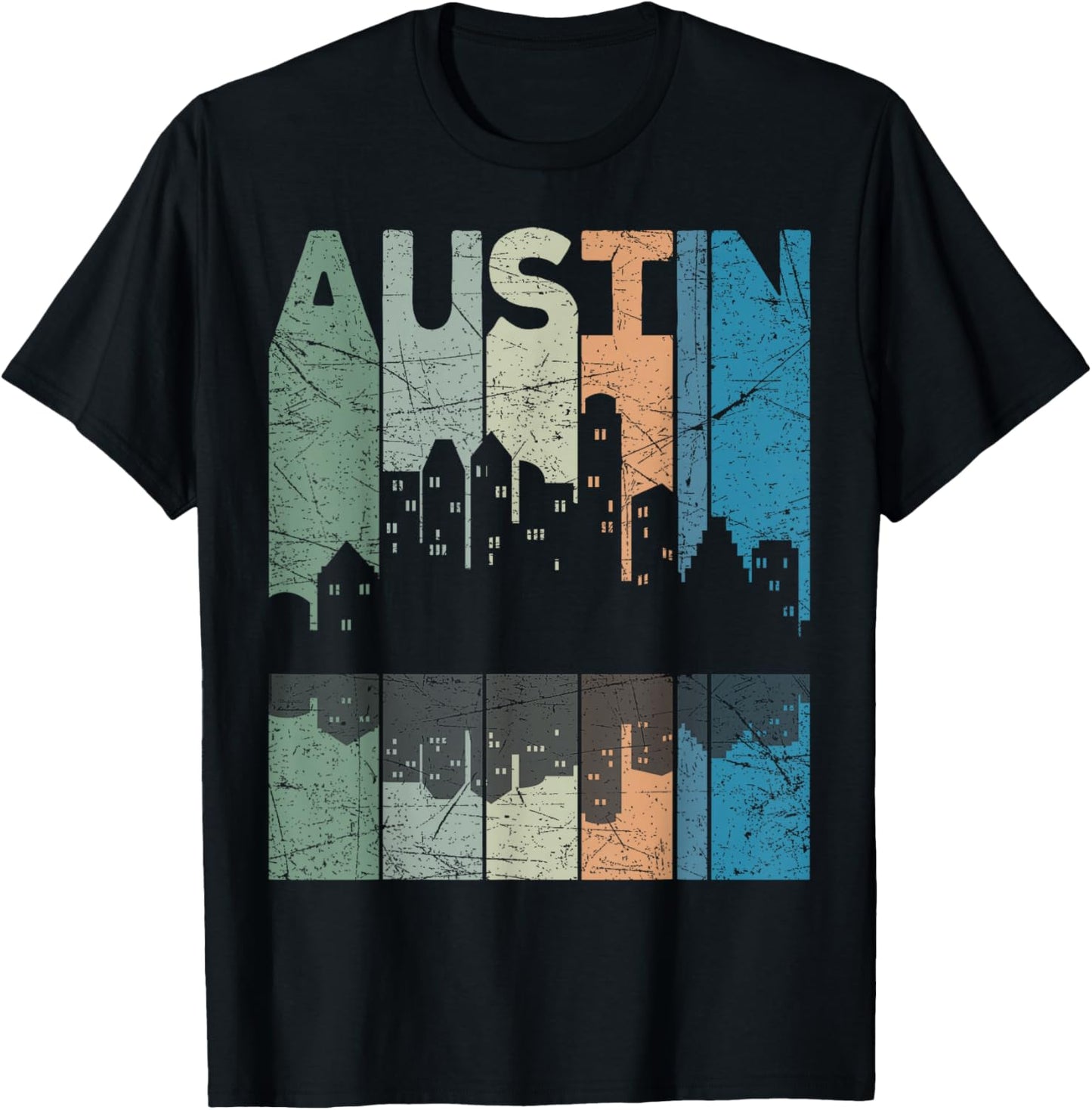Austin Vintage Austin Texas Retro Austin Skyline T-Shirt - T-Shirt | Black