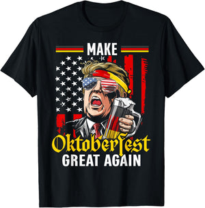 Make Oktoberfest Great Again Trump Beer USA Flag Oktoberfest T-Shirt - T-Shirt | Black