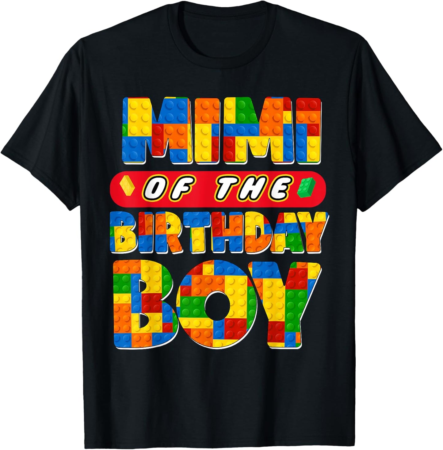 Mimi Birthday Boy Building Bricks Family Party Decoration T-Shirt - T-Shirt | Black