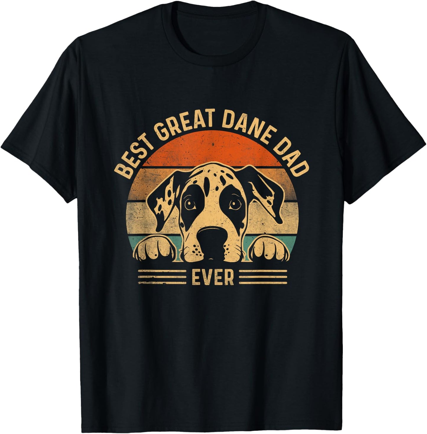 Best Great Dane Dad Ever Retro Fur Dad Fathers Day T-Shirt - T-Shirt | Black