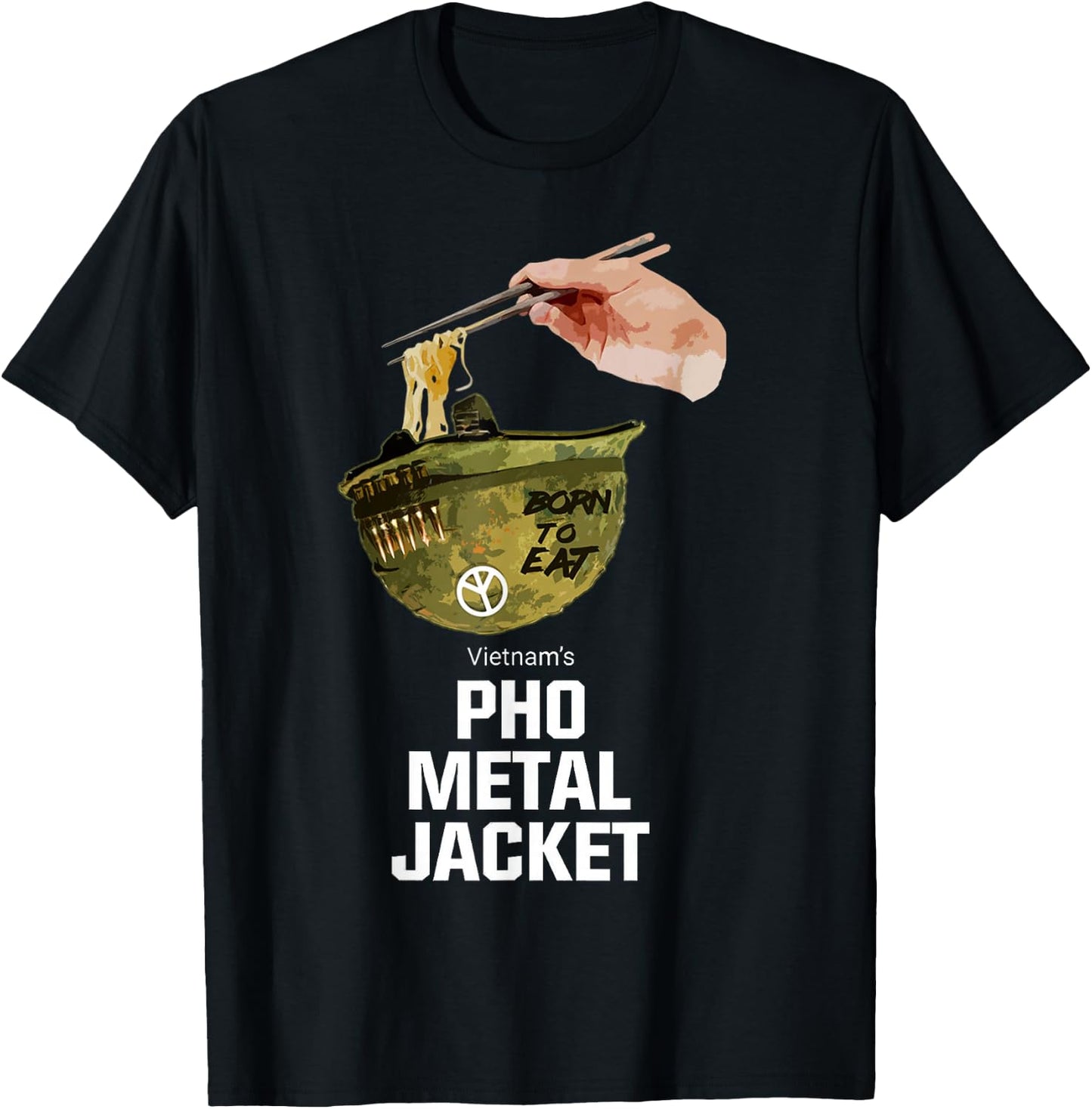 Funny Pho Vietnam's Pho Metal Jacket Gamer Gift Veteran T-Shirt - T-Shirt | Black