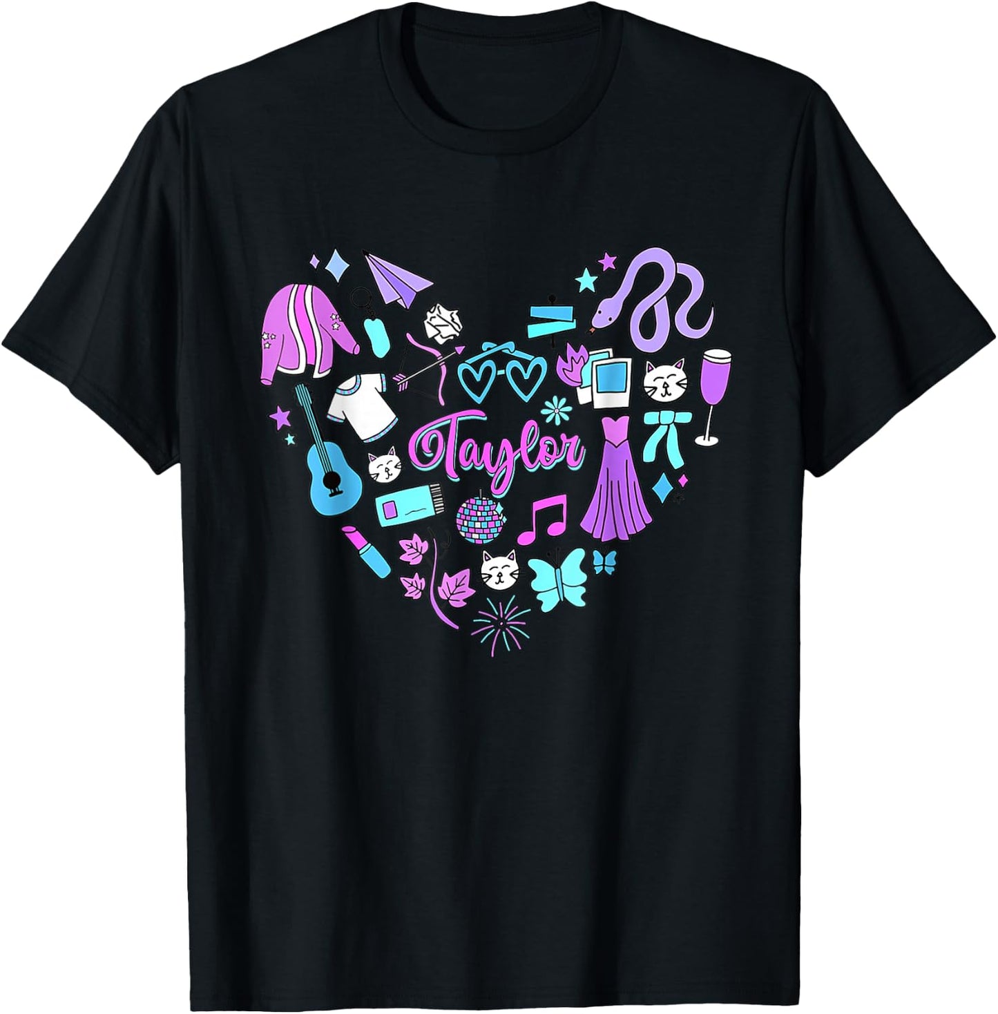 Taylor First Name I Love Taylor Girl Groovy 80's Vintage T-Shirt - T-Shirt | Black