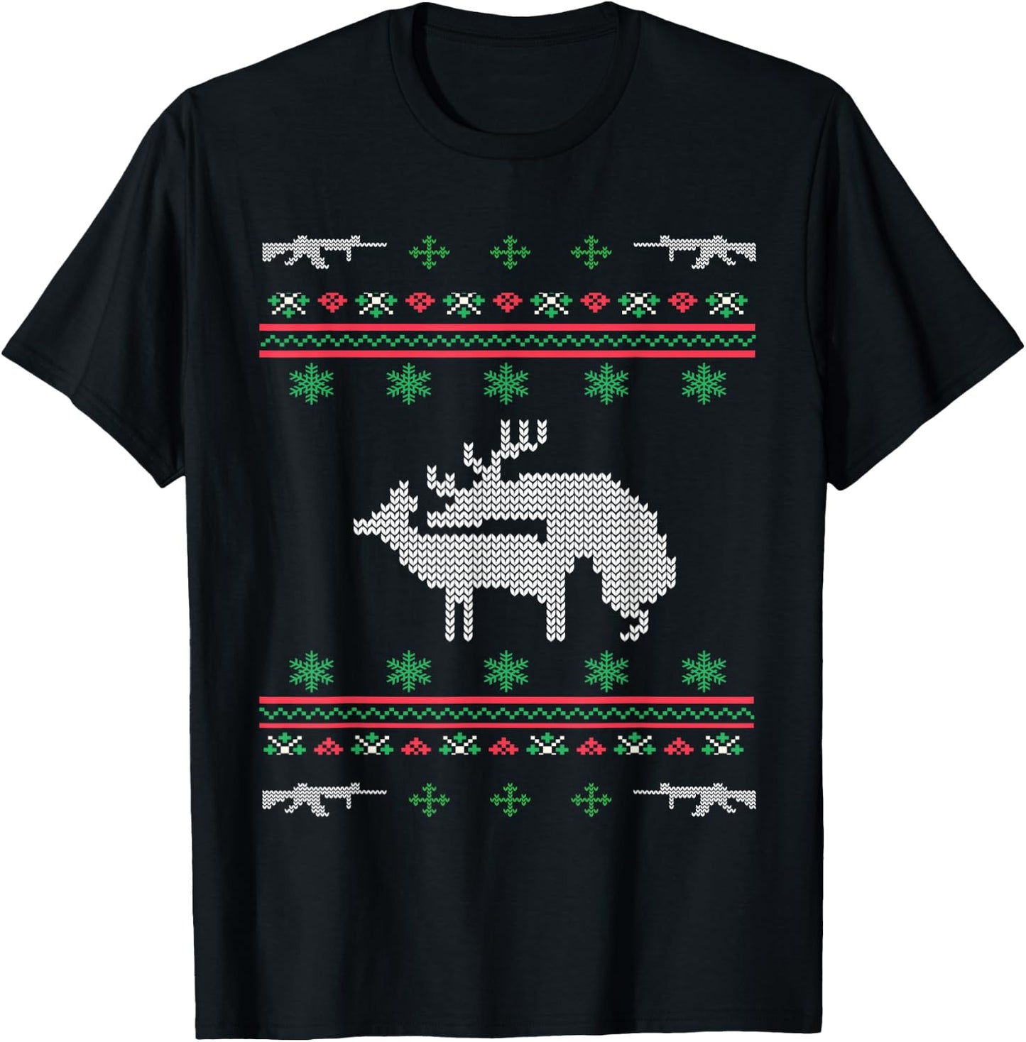 Humping Deer Hunting Ugly Christmas Sweater T-Shirt - T-Shirt | Black