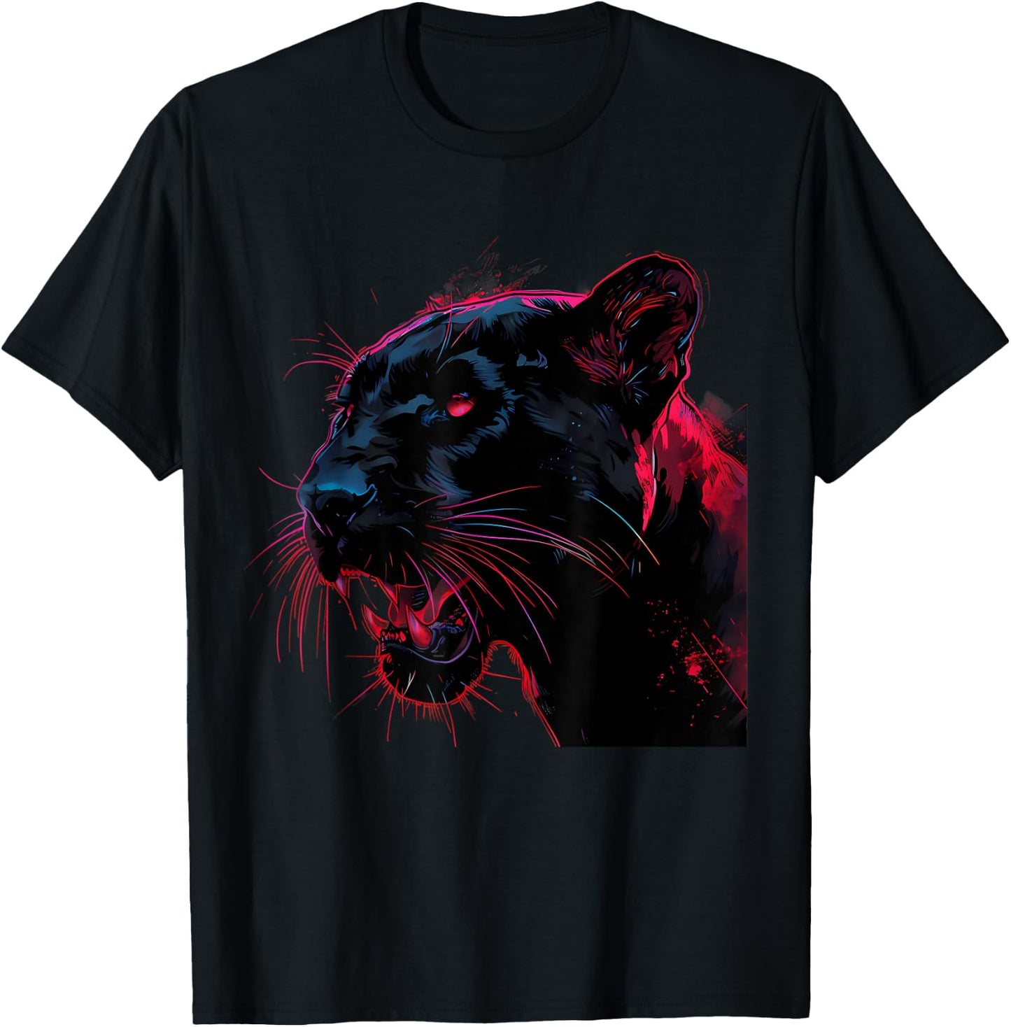 Panther Motif Panther Lover Animal Art Drawing Portrait T-Shirt - T-Shirt | Black