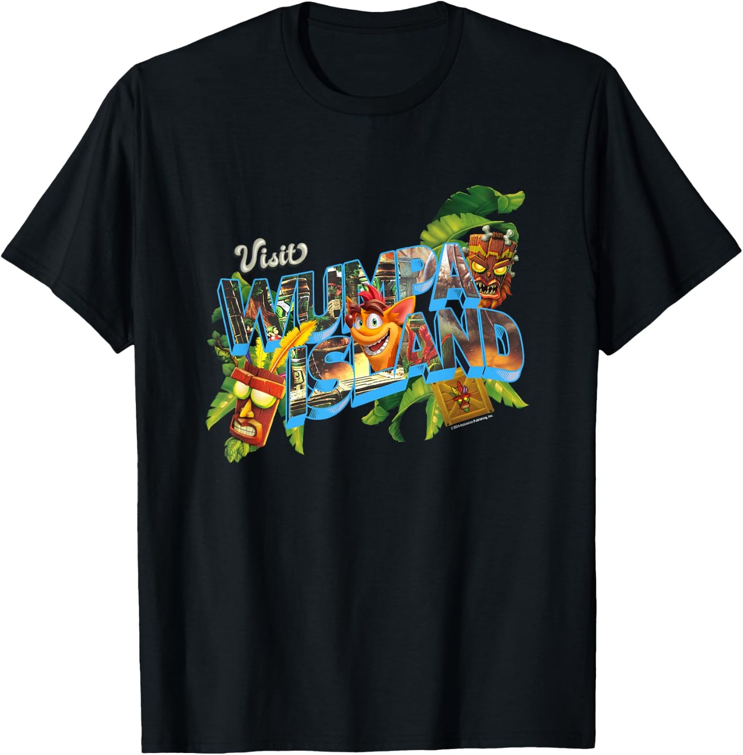 Crash Bandicoot Visit Wumpa Island Vacation Destination Logo T-Shirt - T-Shirt | Black
