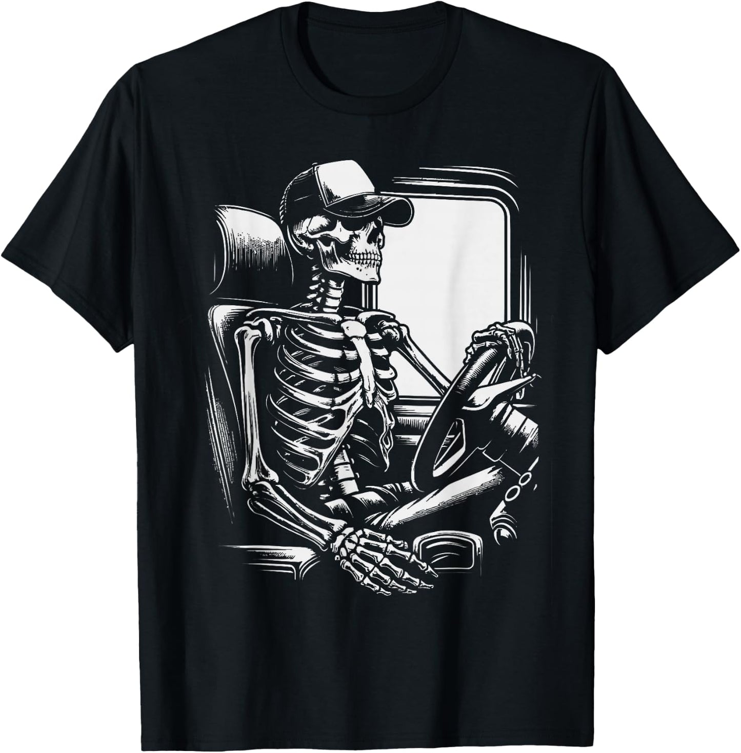 Skeleton Truck Driver Funny Big Trucking truck enthusiasts T-Shirt - T-Shirt | Black