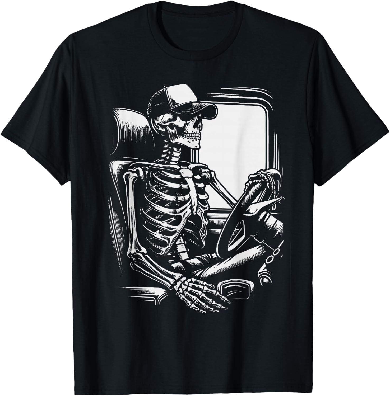 Skeleton Truck Driver Funny Big Trucking truck enthusiasts T-Shirt - T-Shirt | Black