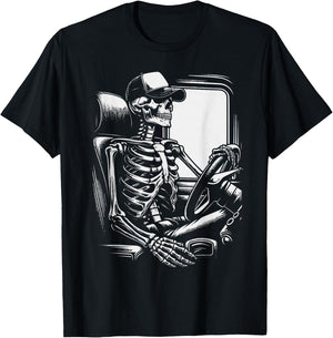 Skeleton Truck Driver Funny Big Trucking truck enthusiasts T-Shirt - T-Shirt | Black