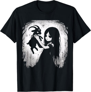 Black Goat Demon Baphomet Goth Dark Alt Aesthetic T-Shirt - T-Shirt | Black
