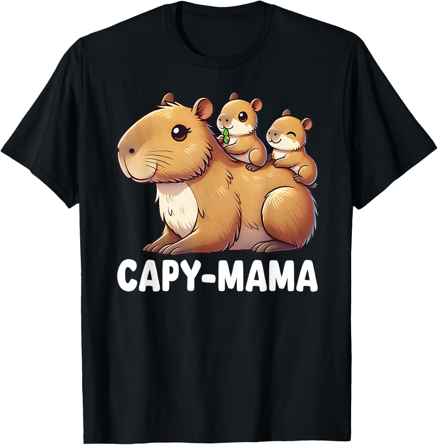 Funny Capybara Capy-Mama Babies Cute Boys Girls Kids T-Shirt - T-Shirt | Black