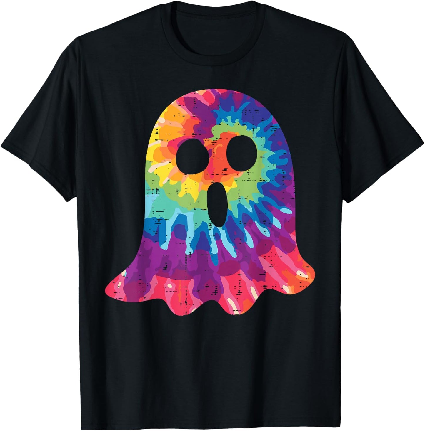 Halloween Ghost Tie Dye Retro Hippie Costume Men Women Kids T-Shirt - T-Shirt | Black