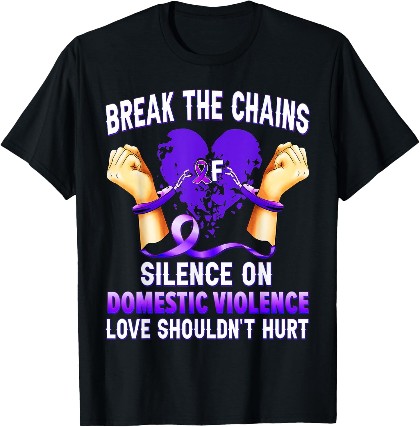 Break The Chains Of Silence On Domestic Violence Awareness T-Shirt - T-Shirt | Black