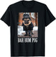 Funny Dog Bah Hum Pug Christmas Pet Holiday Photo Humbug Bug Men Women Girls Kids T-Shirt - T-Shirt | Black