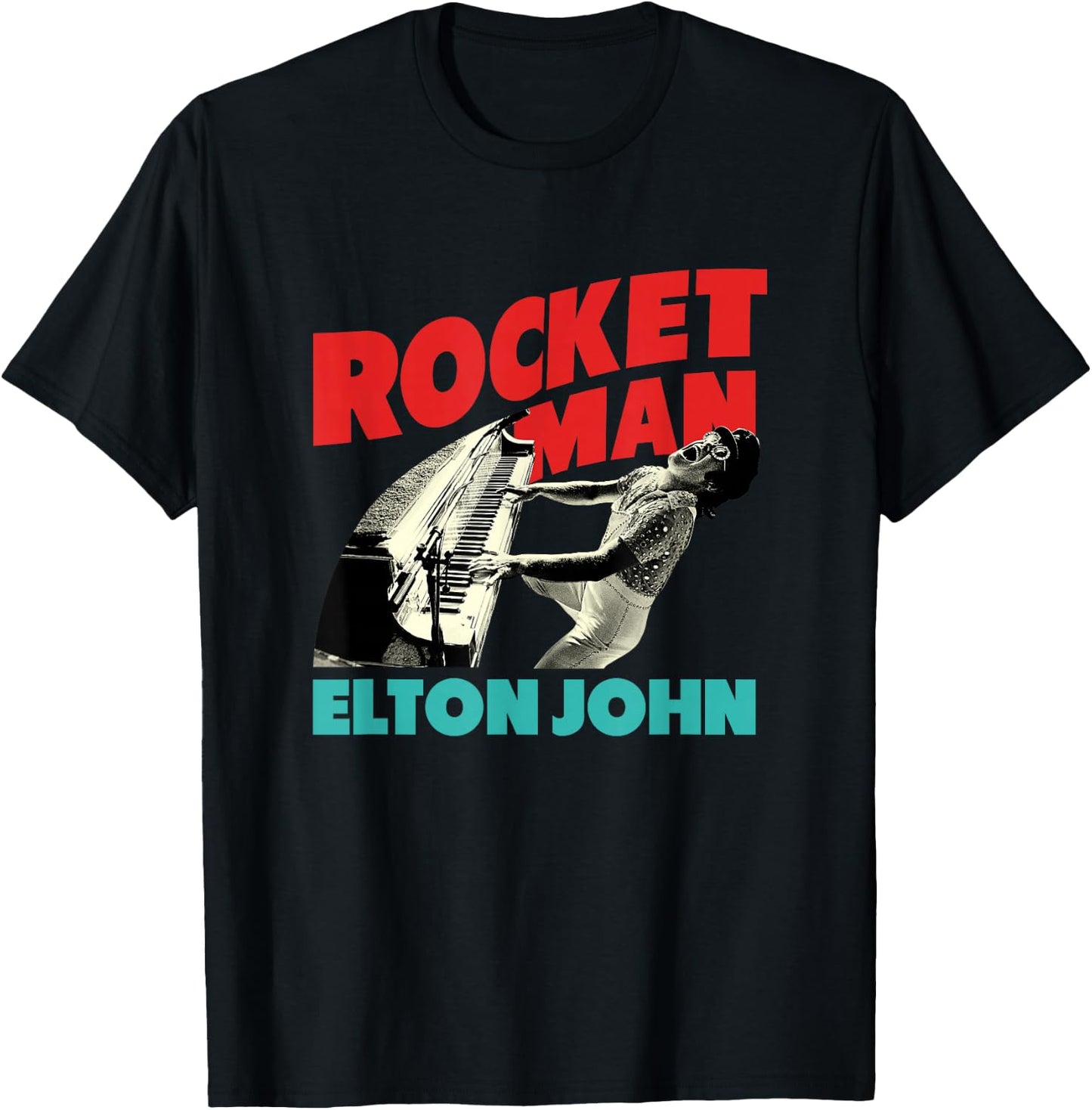 Official Elton John x Rocketman Piano Black T-Shirt - T-Shirt | Black