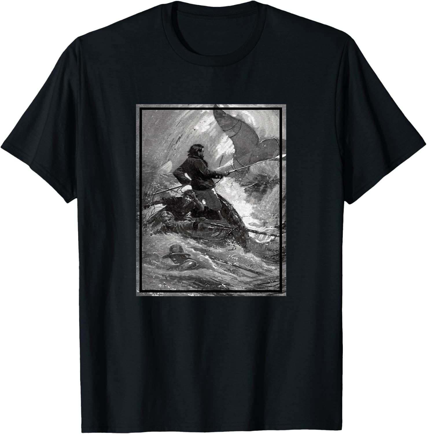 Captain Ahab in His Final Chase with Moby Dick (1902) T-Shirt - T-Shirt | Black