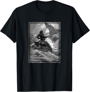 Captain Ahab in His Final Chase with Moby Dick (1902) T-Shirt - T-Shirt | Black