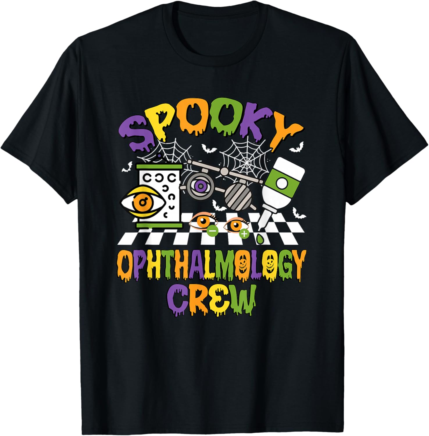 Retro Spooky Ophthalmology Crew Ophthalmologist Halloween T-Shirt - T-Shirt | Black