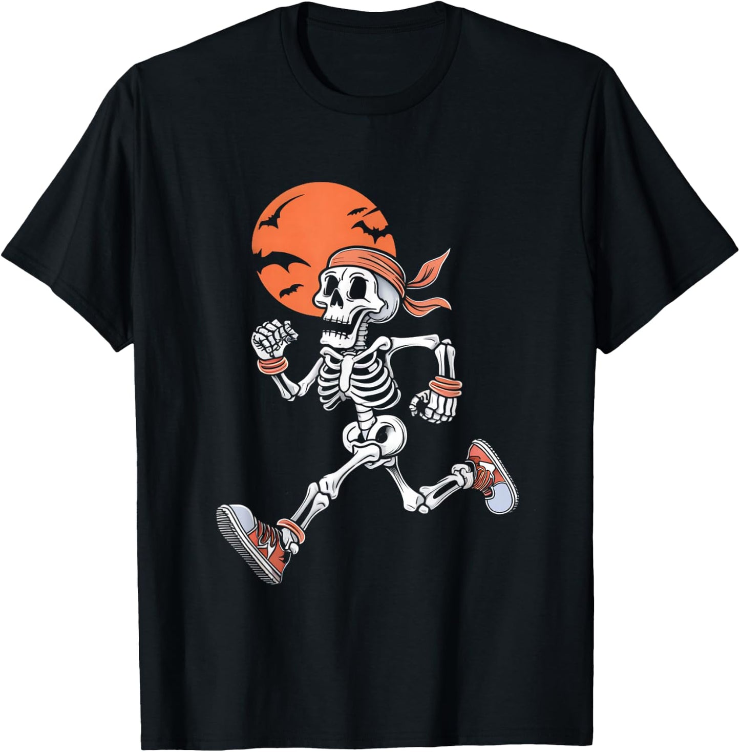 Running Skeleton Funny Halloween Costume Men Women Kids T-Shirt - T-Shirt | Black