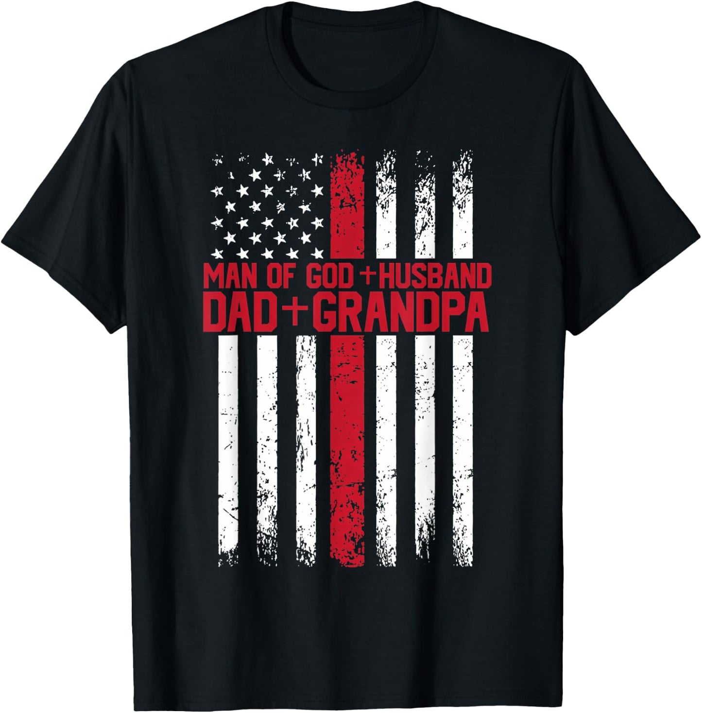 Man of God Husband Dad Papa Christian Cross Father's Day T-Shirt - T-Shirt | Black