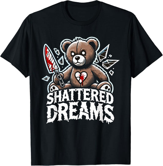 Terrifying Teddy Spooky Plush Horror Teddy Bear Scary T-Shirt - T-Shirt | Black