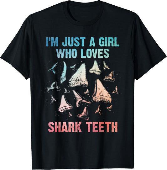 Cool Shark Teeth Art For Girls Women Fossil Megalodon Tooth T-Shirt - T-Shirt | Black