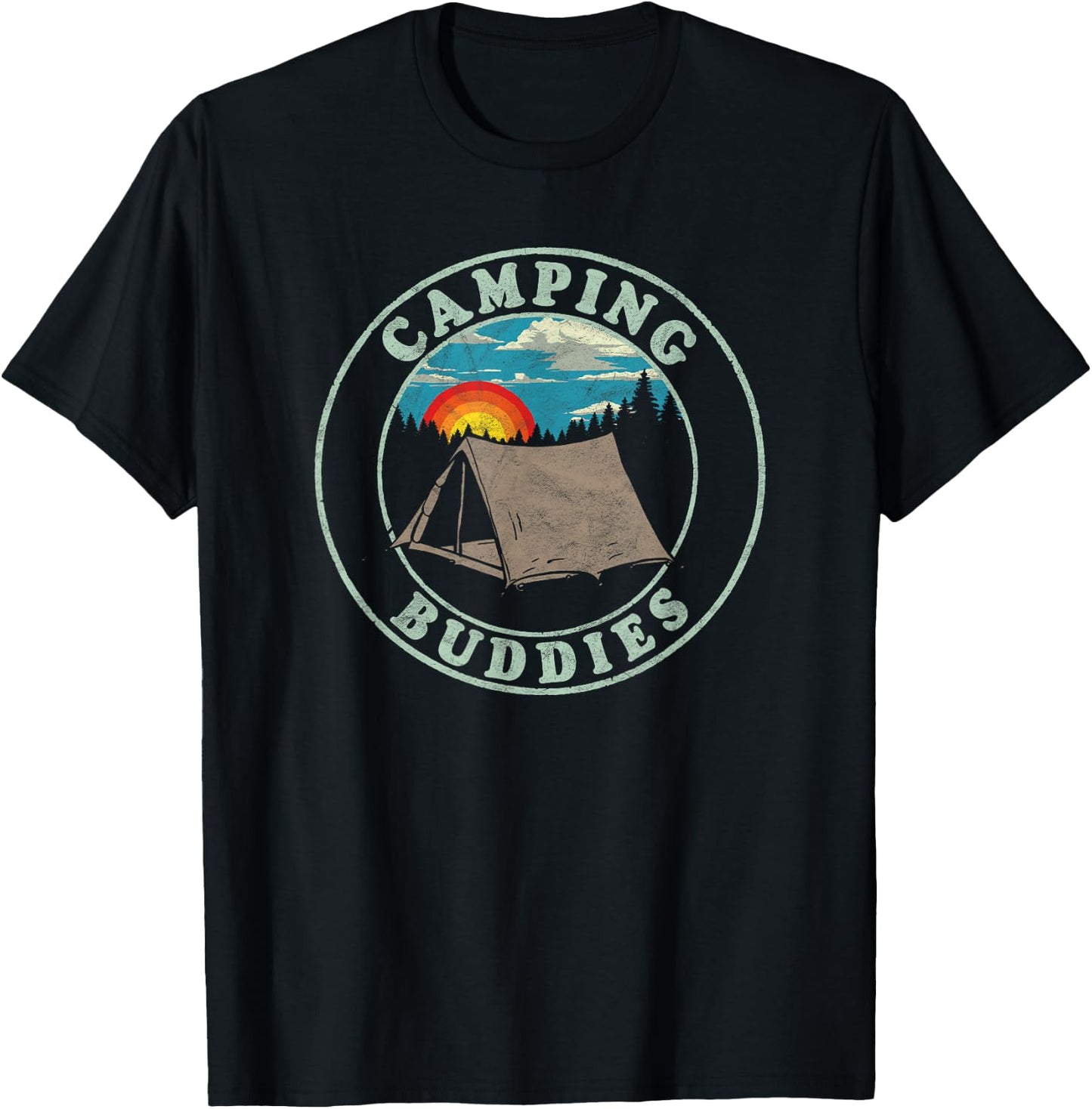 Camping Buddies! Funny Retro Shirt for Camper Friends T-Shirt - T-Shirt | Black