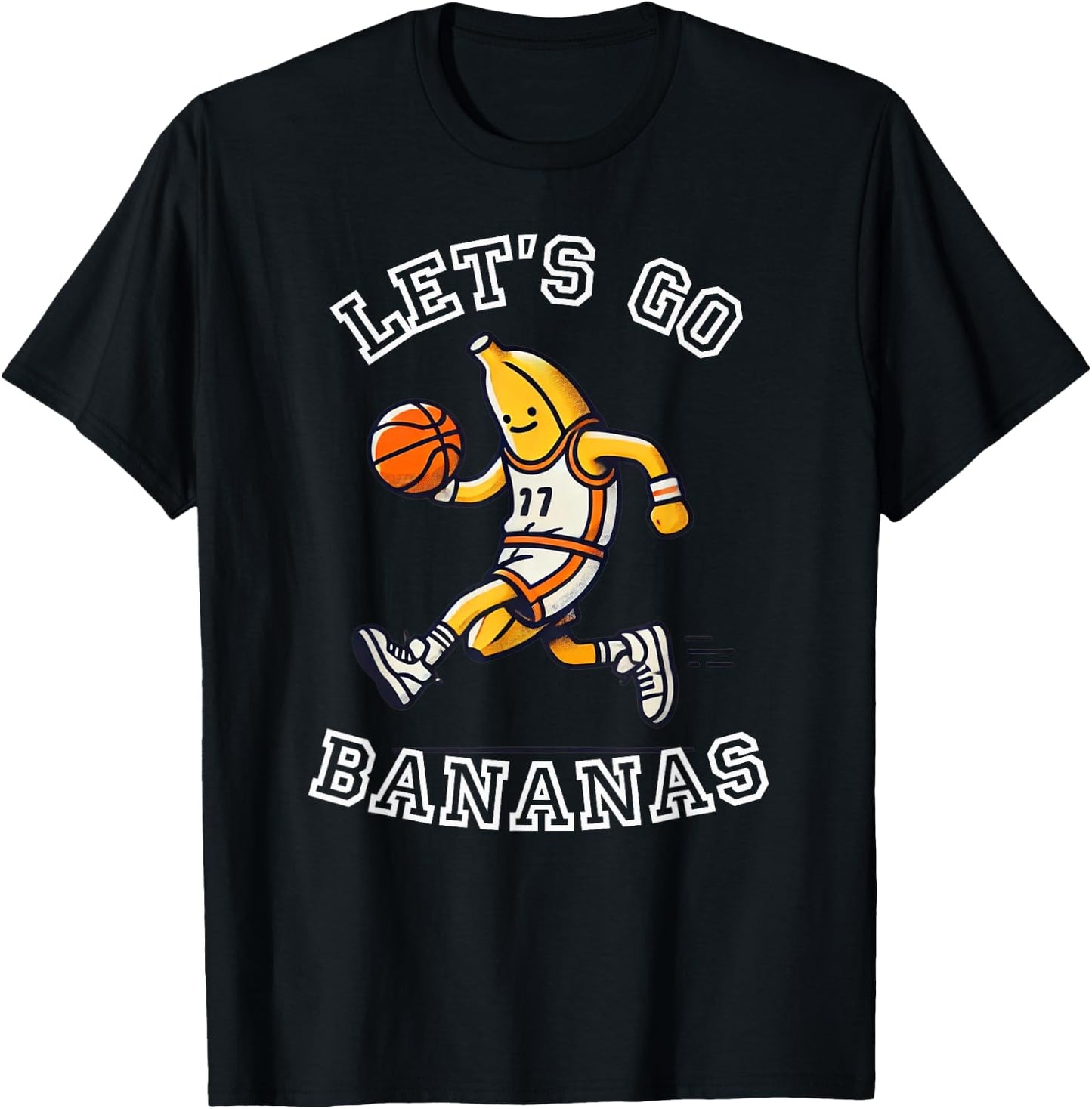 Let's Go Bananas Basketball Player with Funny Banana Graphic T-Shirt - T-Shirt | Black