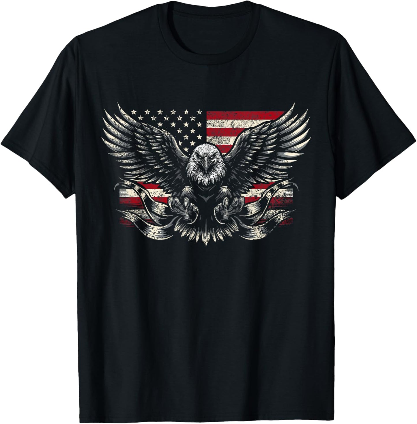 Bald Eagle Patriotic American Eagle T-Shirt - T-Shirt | Black