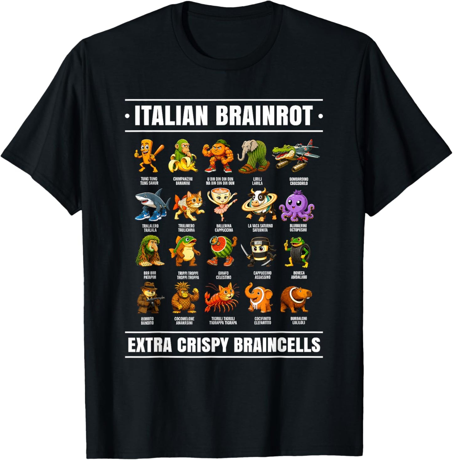 Surreal Italian Brainrot Shirt Funny Alpha Italian Brainrot T-Shirt - T-Shirt | Black