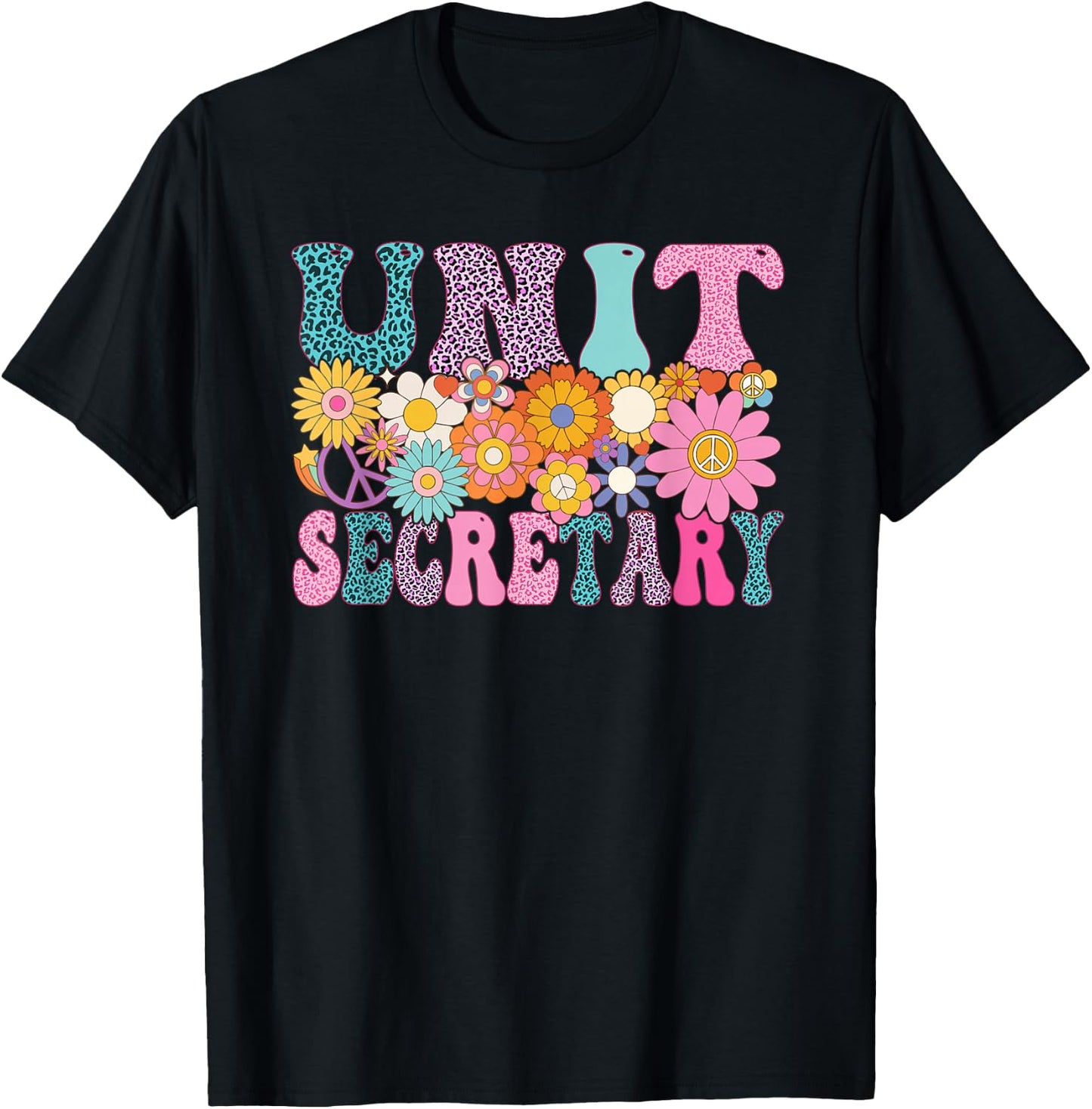 Unit Secretary Week Groovy Leopard Appreciation Day Women T-Shirt - T-Shirt | Black