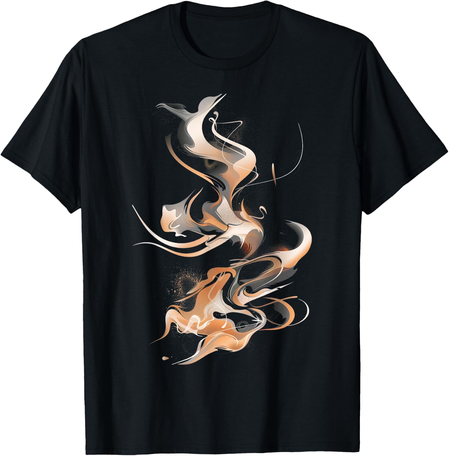 Smoke Swirls In Orange And Black Graphic T-Shirt - T-Shirt | Black